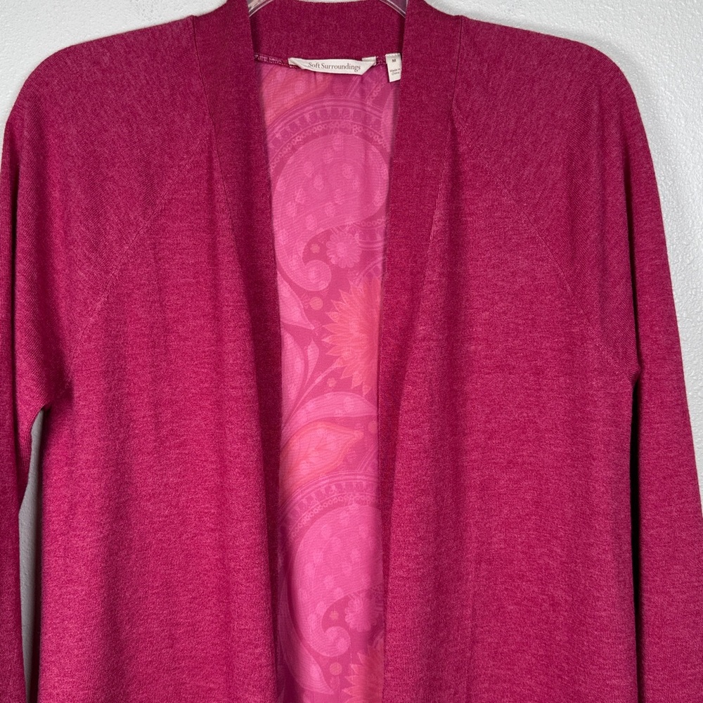 Soft‎ Surroundings Mesa Mirage Open Knit Cardigan M Paisley Lightweight Relaxed - Picture 8 of 16